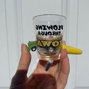 Iowa Shot Glass Plowing Through Fields Tractor Corn Novelty Drinkware